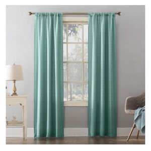 Teal Textured Solid Curtain Panel